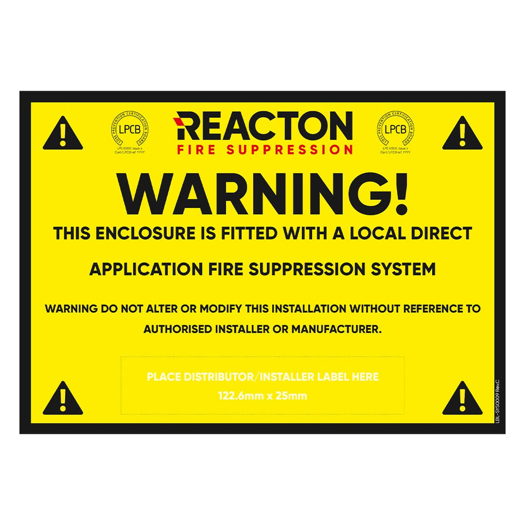 Installation Accessories - Labels — Reacton Fire Suppression