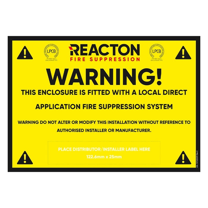 Reacton Branded Adhesive Warning Label - LPS 1666 - RE6123